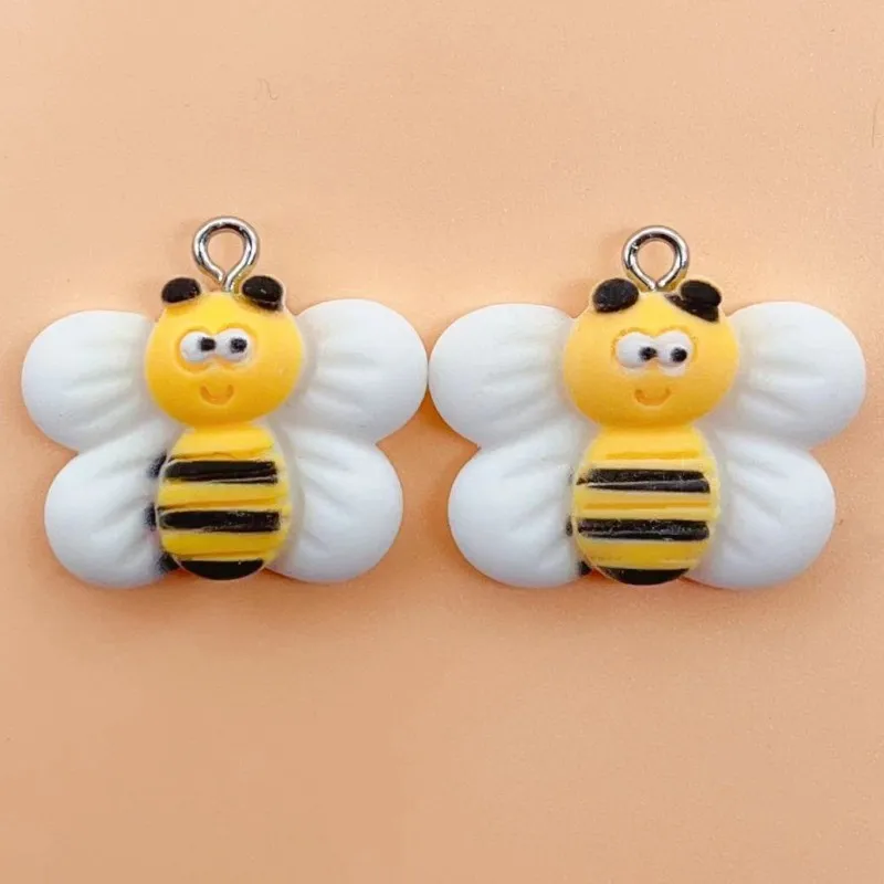 

10pcs Korean Bee Flowers Resin Charms for Earring Keychain Jewelry Making Findings Lovely Flatback Patch Pendant