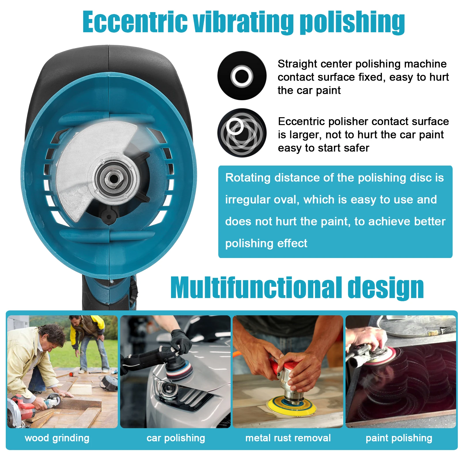 KKMOON Cordless Car Polisher 6 Gear Speed Adjustable 21V Electric Auto Polishing Machine Home Cleaning Waxing Sanding Machine