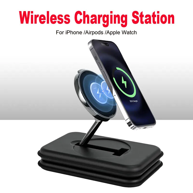 

15W Fast Wireless Charger Stand 3 in 1 Foldable Charging Station For iPhone 15 14 13 Apple Watch 9 8 7 Airpods 3 2 Pro