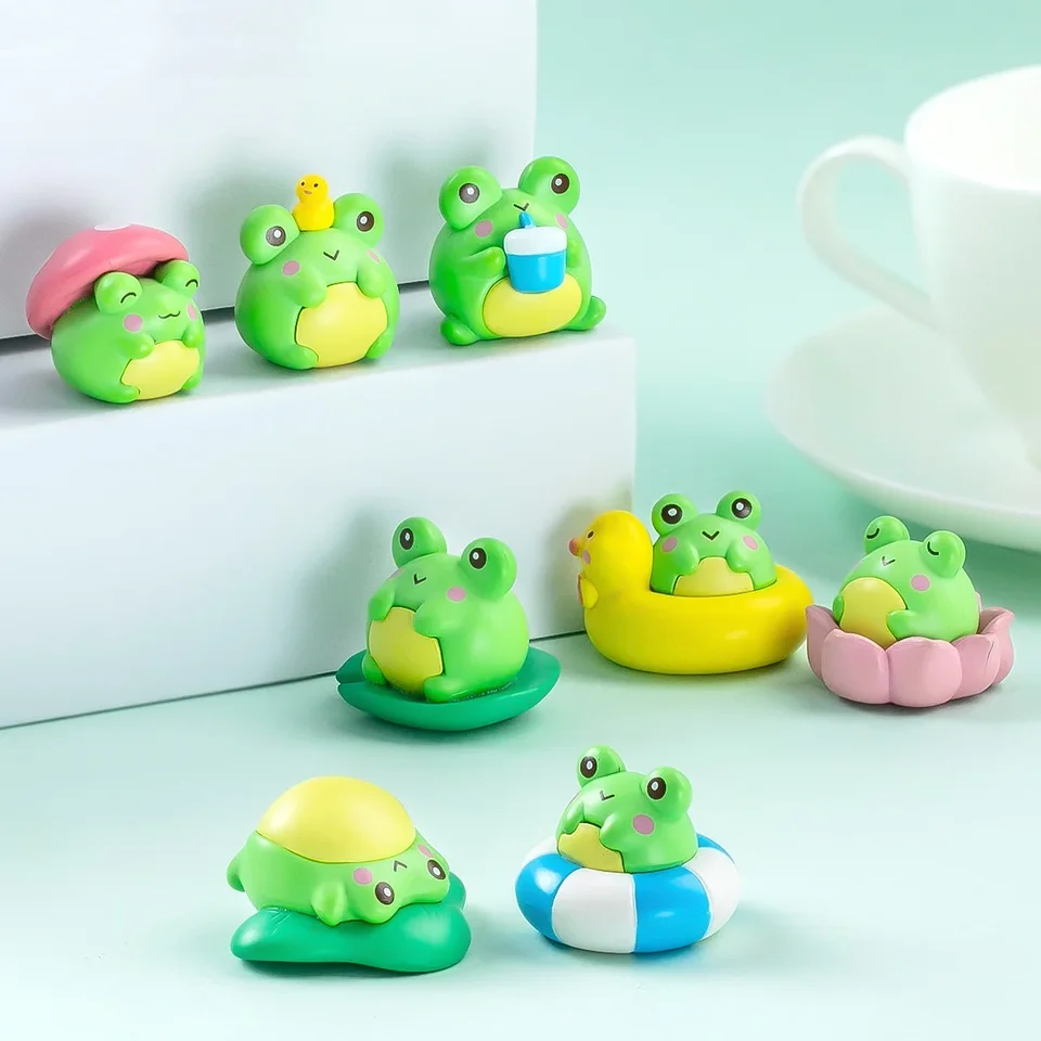 8pcs Funny Cute Holiday Frog Animal Car Decoration Pvc Craft