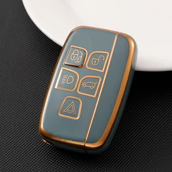 Premium Soft TPU Car Key Case Cover Holder (Gold Grey Case)