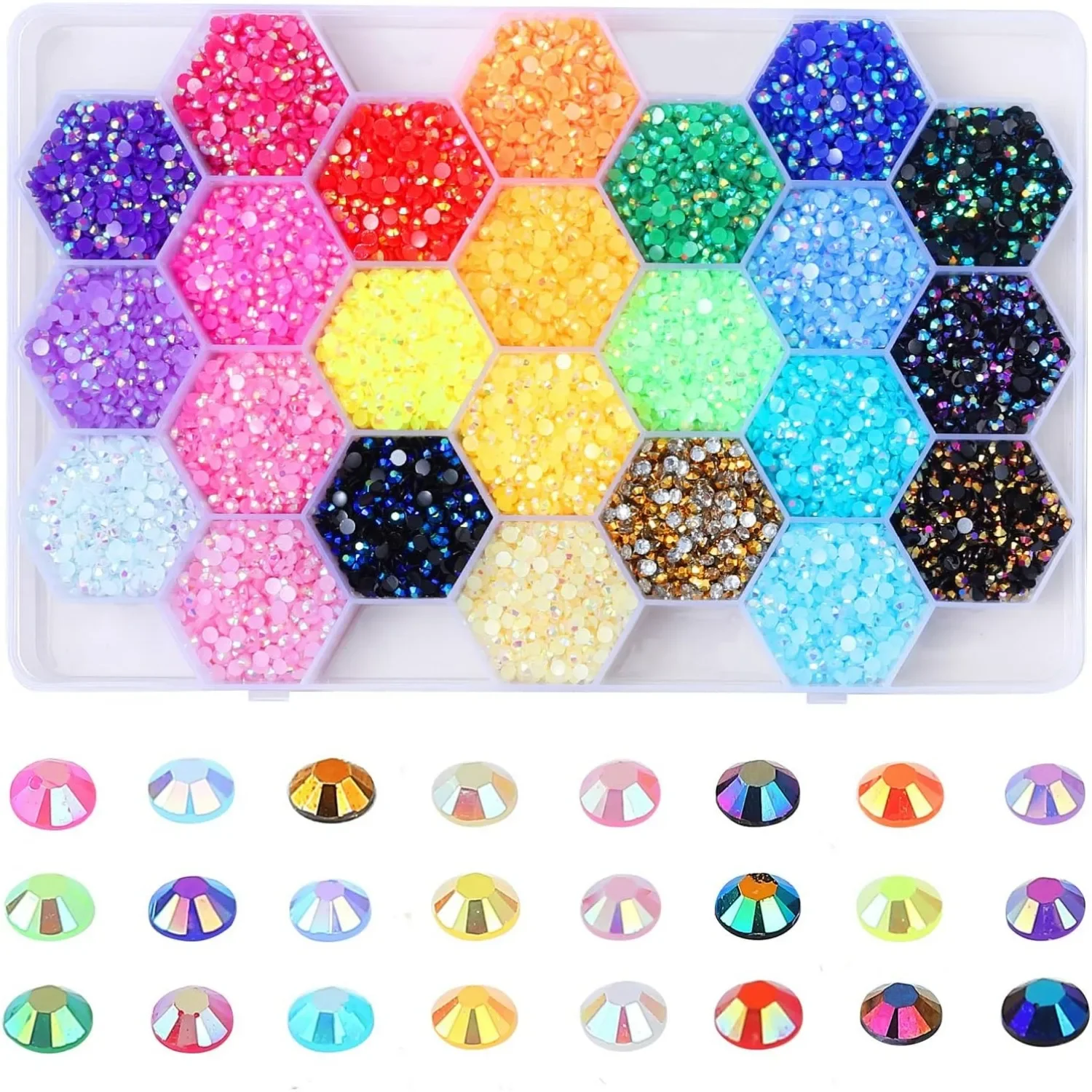 24000Pcs/Box Rhinestones 24 Colors 3mm Flat-Bottomed Round Nail Glitter Crystal Gem Rhinestone DIY Decoration Accessories rhinestone ornaments