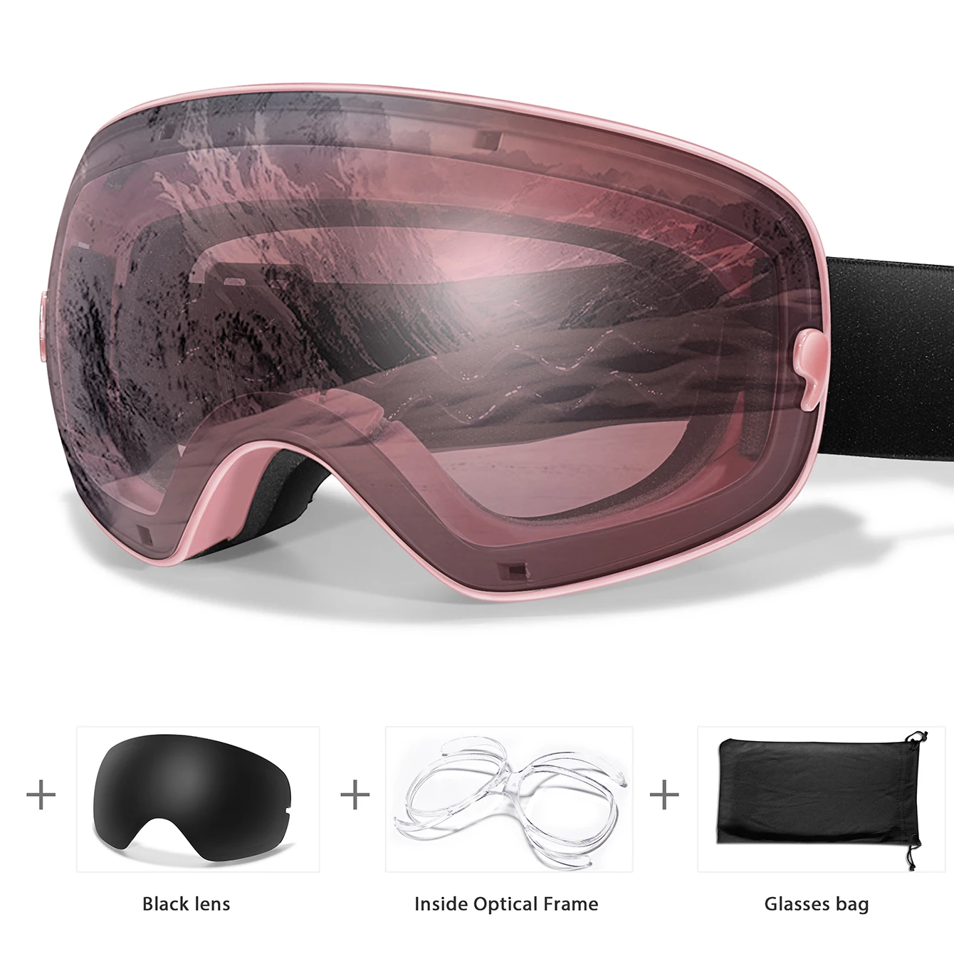 Outdoor Sports Ski Goggles - Anti-Fog UV400 Eyewear with Free Black Lens and Optical Frame, Perfect Holiday Gift