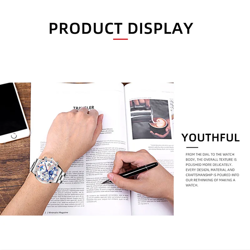 2022 Men Watch Top Luxury Brand Quartz Mens Watches Chronograph Gold Reloj Hombre Sport Wristwatch Man Relogio Masculino