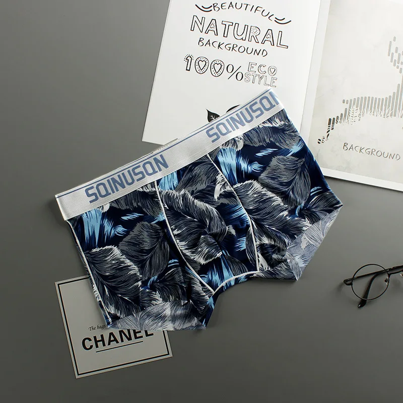 thumbnail image 1 of JIAYAN Ropa interior para hombre, calzoncillos tipo bóxer transpirables sexys, ultrafinos, estampados, de cintura media, de gran tamaño, de algodón, de seda de hielo nueva, 1 of 5