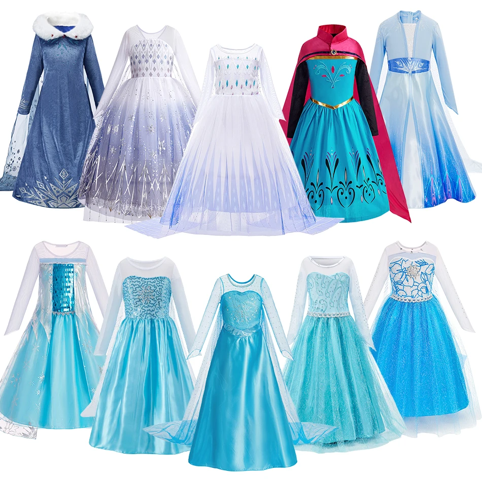 AHLPO Elsa Princess Costume Dress For Girls – Full Set With Crown, Wig, Wand & Jewelry