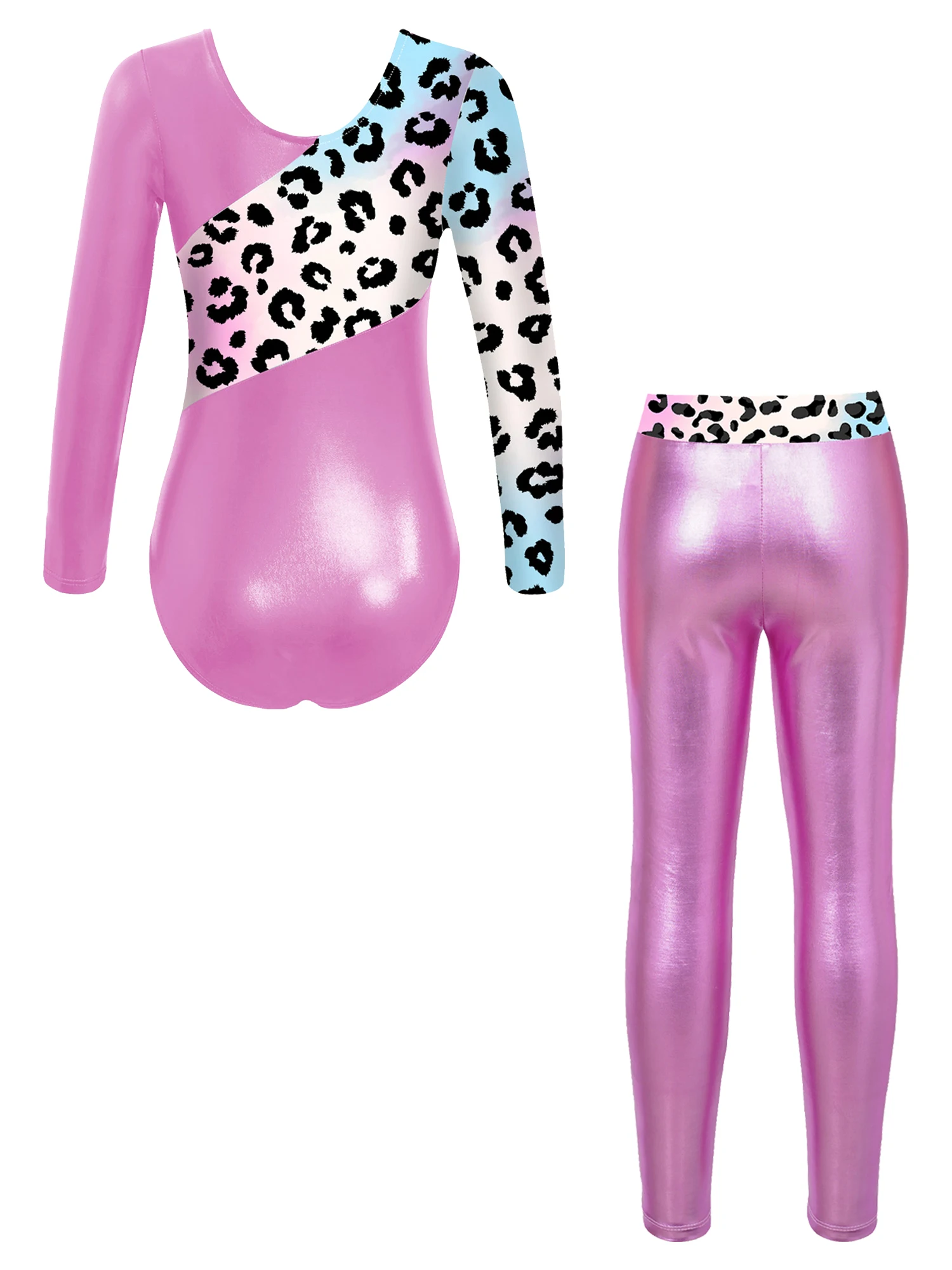Description Picture 3 of itemKids Girls Long Sleeve Gymnastics Leotards with Leggings Dancewear Gymnastics Jumpsuit for Girl Children Ballet Dance Outfits