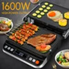 Swoden 10 in 1 Panini Press Sandwich Maker, 1600W Electric Indoor Grill with Non-Stick Double Sided Plates, LED Touch Screen, In 4