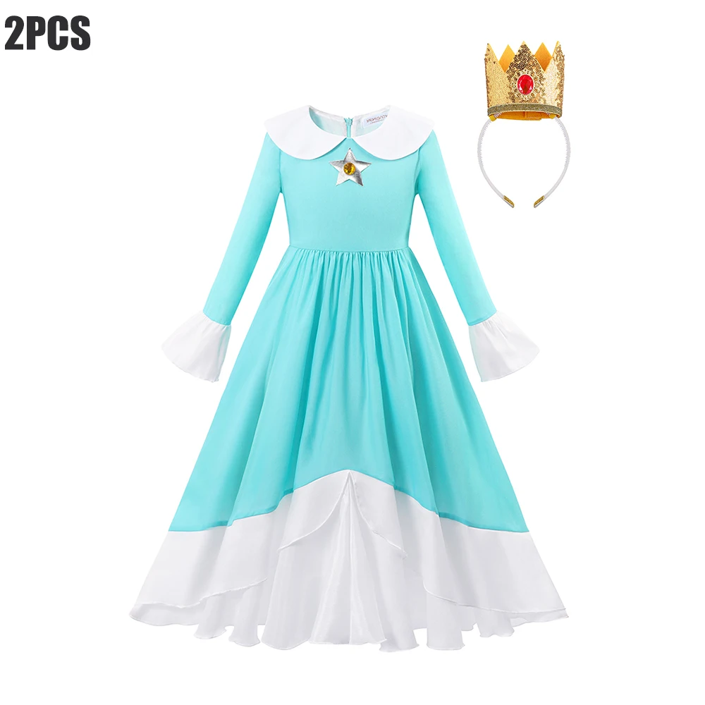 thumbnail image 1 of Disfraz de princesa de melocotón para niños, vestido de actuación de escenario de Margarita y galaxia, traje de fiesta de Halloween de cumpleaños elegante, vestidos de Cosplay, 1 of 5