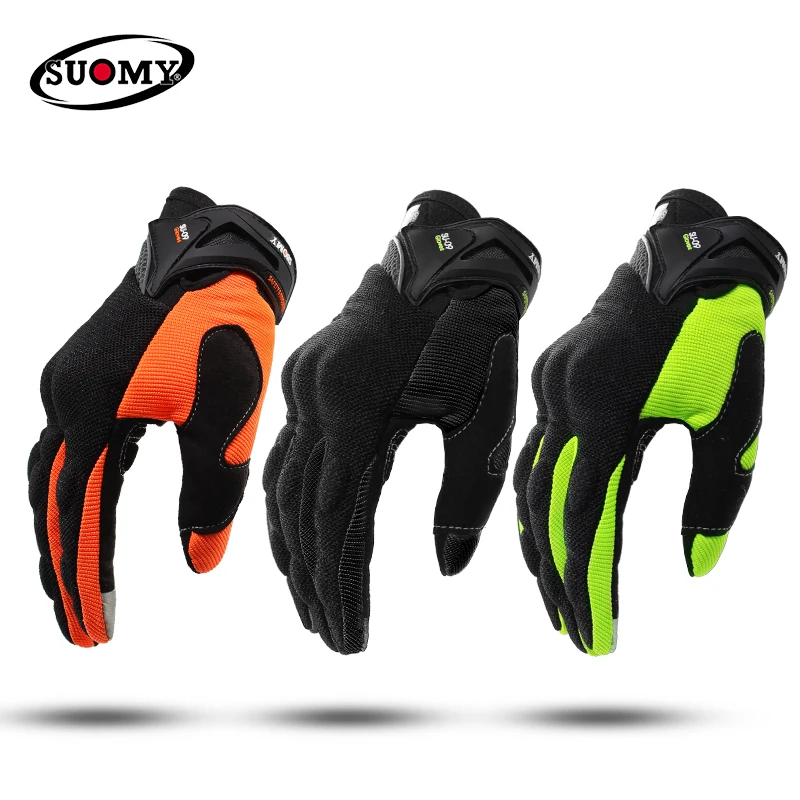 SUOMY Motorcycle Gloves Green Motocross Racing Full Finger Cycling Summer