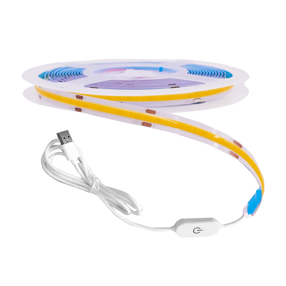 

DC5V USB LED COB Strip Light with Touch Switch 320LED/m High Density Dimmable LED Tape Flexible Linear Linghting USB Power Lamp