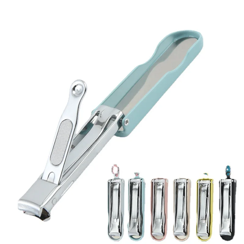 

Portable Ultra-thin Folding Nail Clipper Cutter Collapsible Fingernail Trimmer Clippers With Key Ring Leather Case Nails DIY