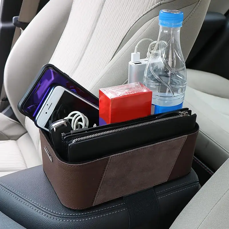 

Car Center Console Storage Box Tissue Box Auto Center Console Organizer Boxes Large Capacity with Fixed Straps Car Organization