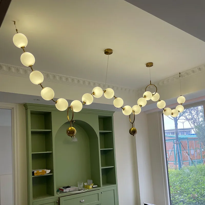 Necklace Pendant Light Nordic Luxury Suspension Ceiling Chandelier Glass Ball Hanging Lamp 6