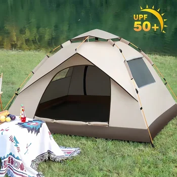 Tienda de Campaña Automática Plegable 4 Estaciones Impermeable UV para Camping Familiar