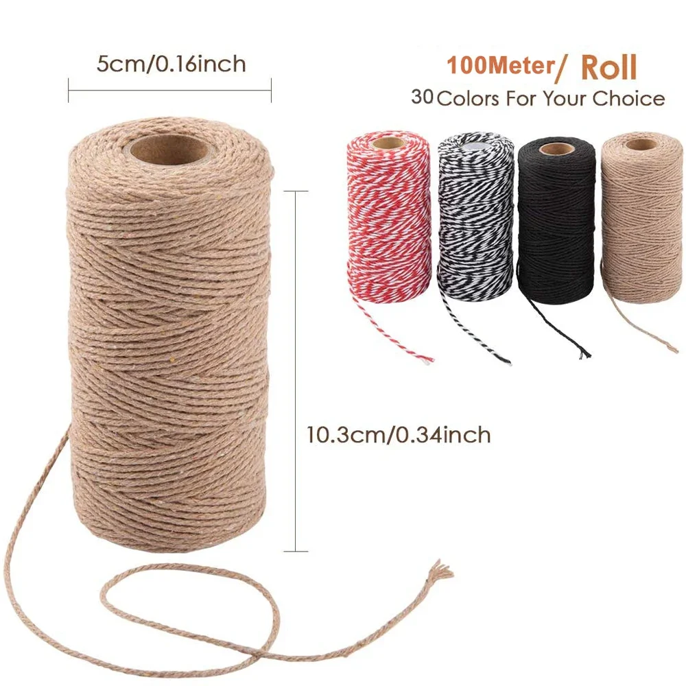 Cotton Cord Macrame Cord String 100M/Roll for Crafts DIY Home Textile Gift Wrapping Wedding Decor