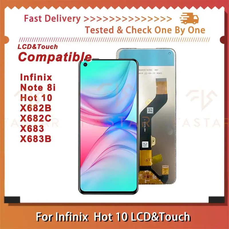

6.78"Tested For Infinix Note 8i HOT 10 X683 X683B LCD Display Touch Digitizer Assembly Repair phone Screen HOT10 Note8i lcd