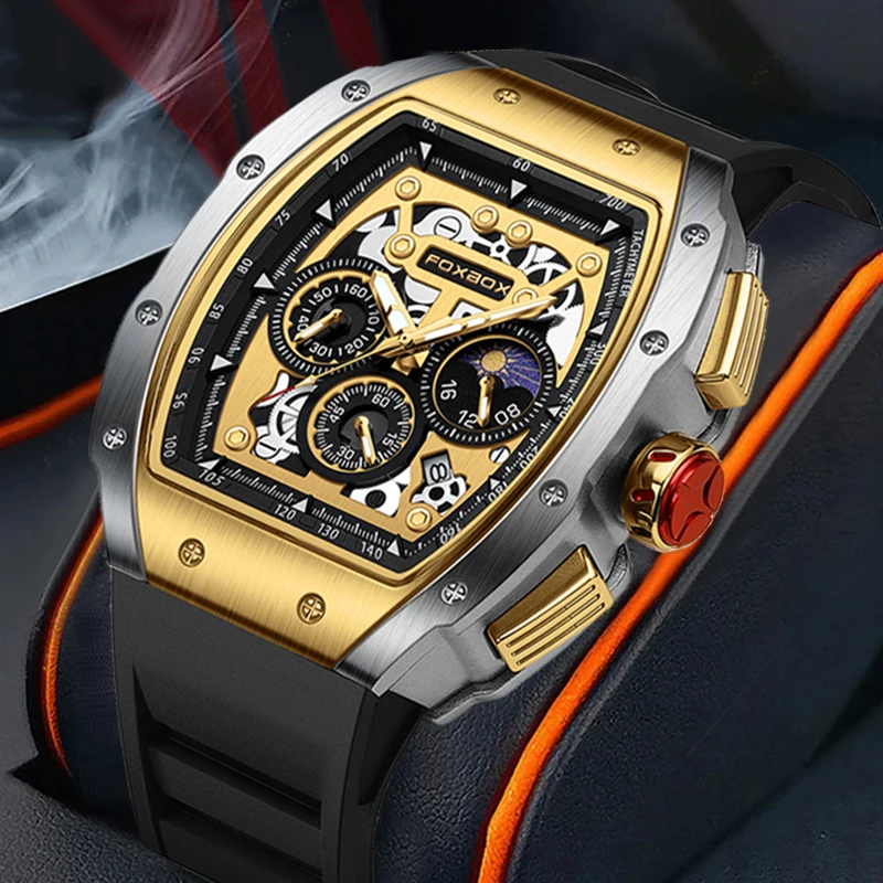 Relogio Masculino FOXBOX Men Watch LIGE Top Brand Luxury Military Square Watch Men Military Waterproof Quartz Watches For Men