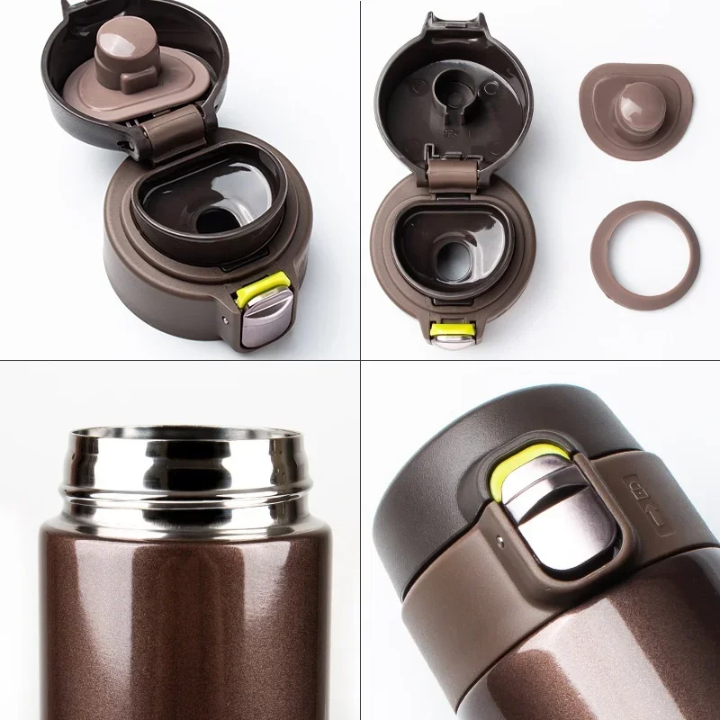 500ml Stainless Steel Bouncing Cover Vacuum Flask Thermos Cup for Coffee, Tea, and Milk Insulated water bottles Practical Beach Essentials