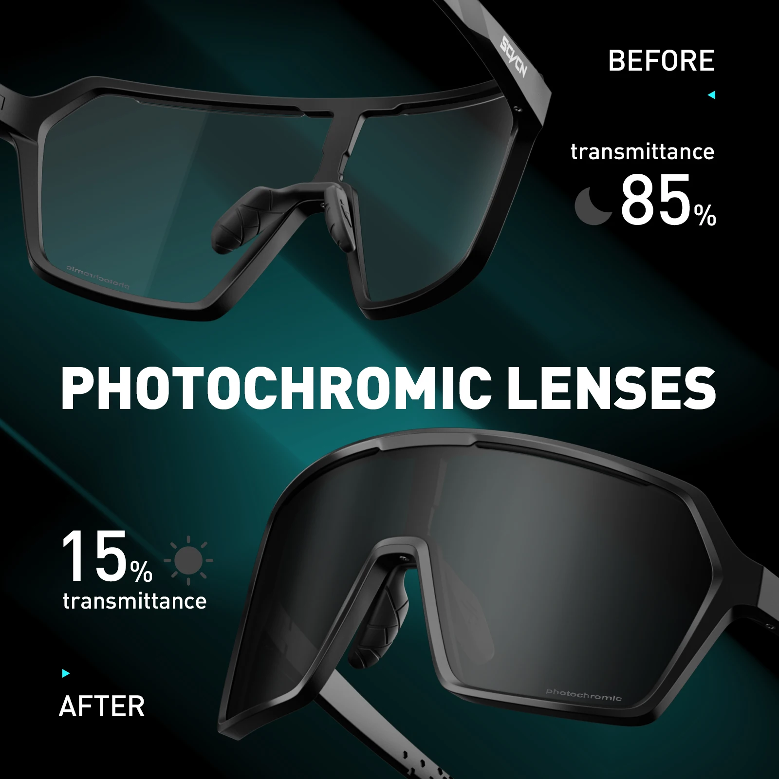 Unisex Photochromic UV400 Cycling & Sports Sunglasses