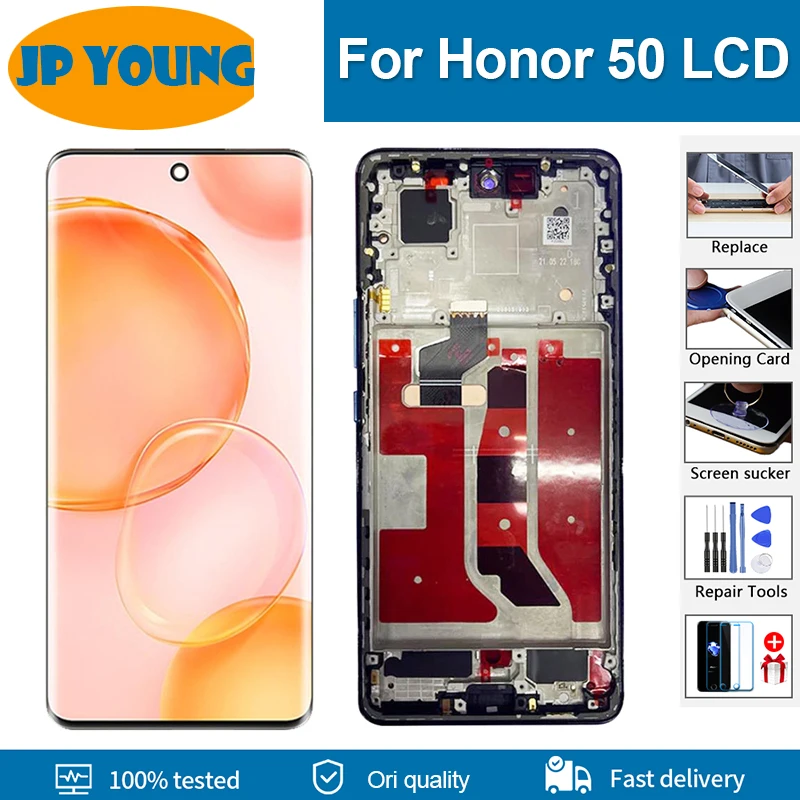 Lcd Originale Da 6.57 ''Per Huawei Honor 50 Nth-An00 Nth-Nx9 Display Lcd Touch Screen Digitizer Assembly Per Honor50 Lcd Con Cornice