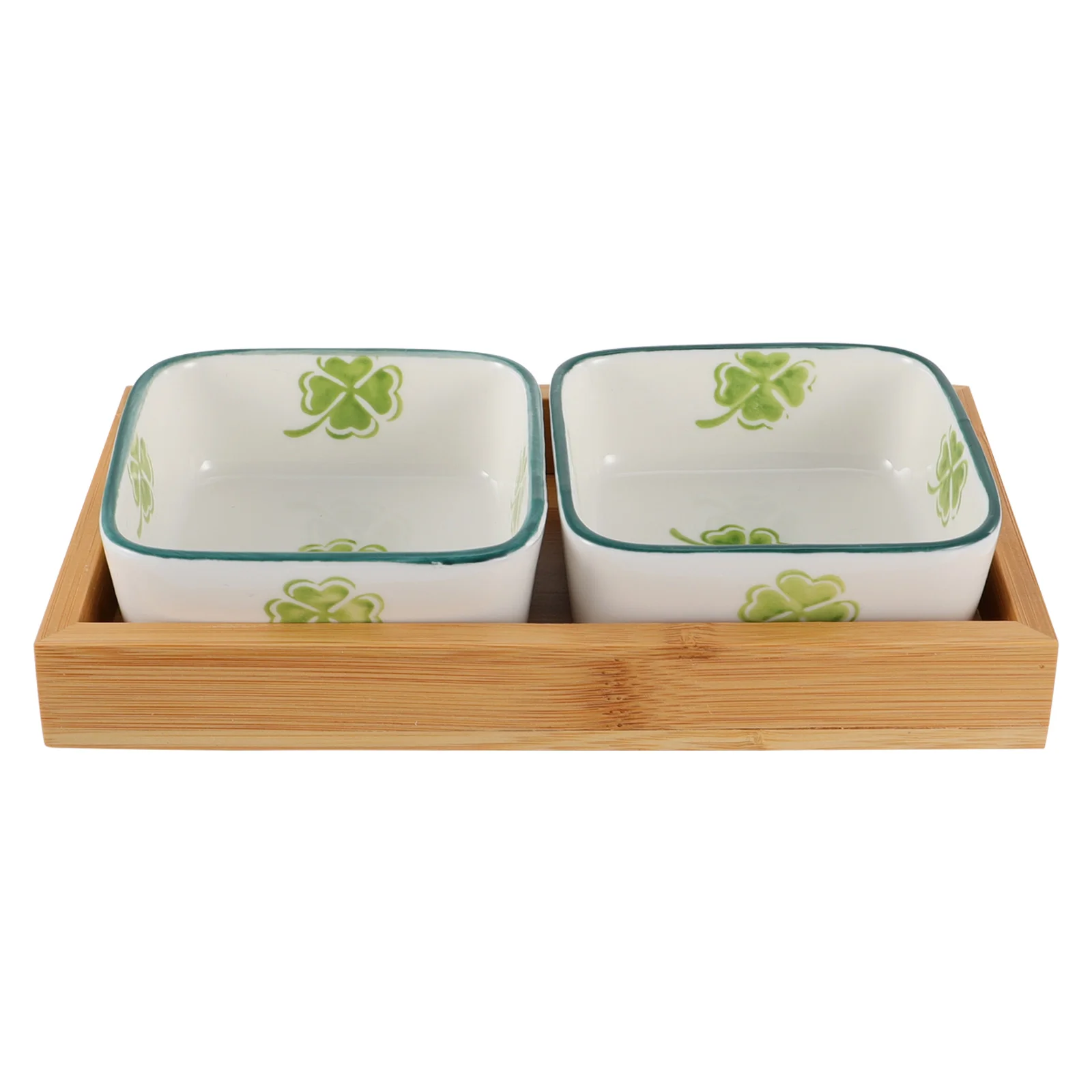 

Japanese Fruit Plate Jewelry Tray Trays Snack Serving Nuts Plates Multipurpose Ceramic with Wood Holder Plats