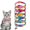Pet Collar With Bell Cartoon Rainbow Colorful Dog Puppy Cat Accessories Kitten Collar Adjustable Bell Ring Necklace Pet 1