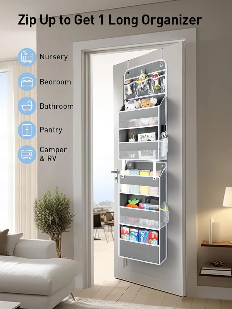 6-Shelf Detachable Over The Door Organizer Heavy-Duty 44lb Capacity Bathroom Closet Organizers and Storage Versatile Toy Storage