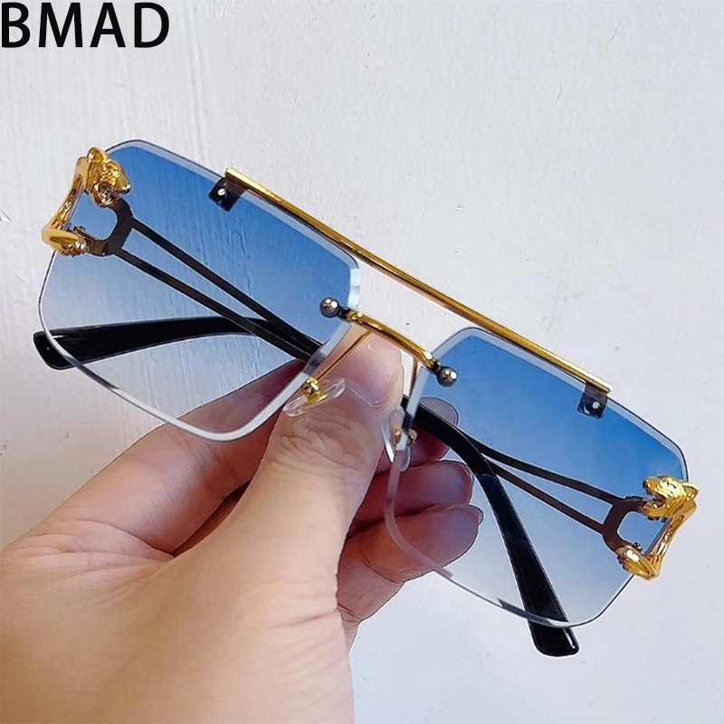 

New Fashion Rimless Sunglasses For Men Designer Sunglasses Women Oculos Glasses Vintage Summer Accessories Gafas Trending Lentes