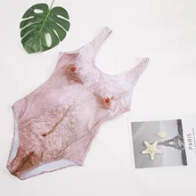  Bra Brief Set Sexy Faux Skin Breast Hair One-piece Swimsuit Women's Lingerie Skin Color Bikini 2022 Brand New 