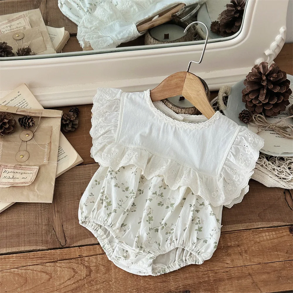 Cotton Baby Girl Bodysuits Summer Floral Onesie