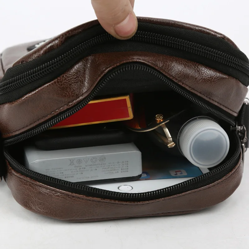 2025 Business Men's Faux Leather Multifunctional Bag Crossbody Shoulder Briefcase with Phone Pocket Wallet Organizer