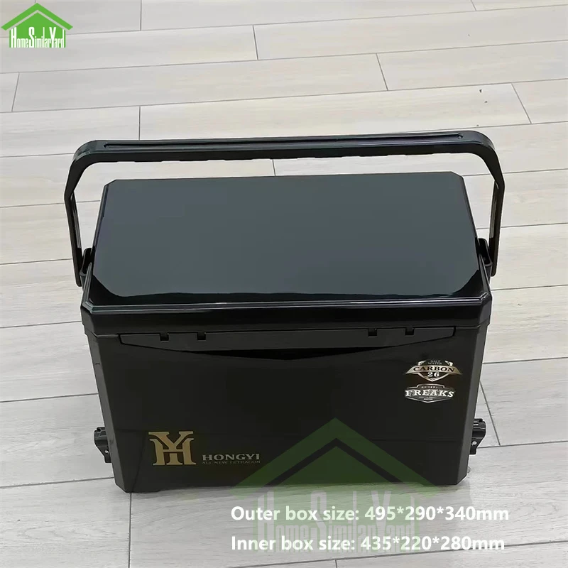 26L Black Camping Cooler Box Picnic Fishing Large Portable Keep Cold Box 10-72H Insulation Food Storage Self-Driving Truck