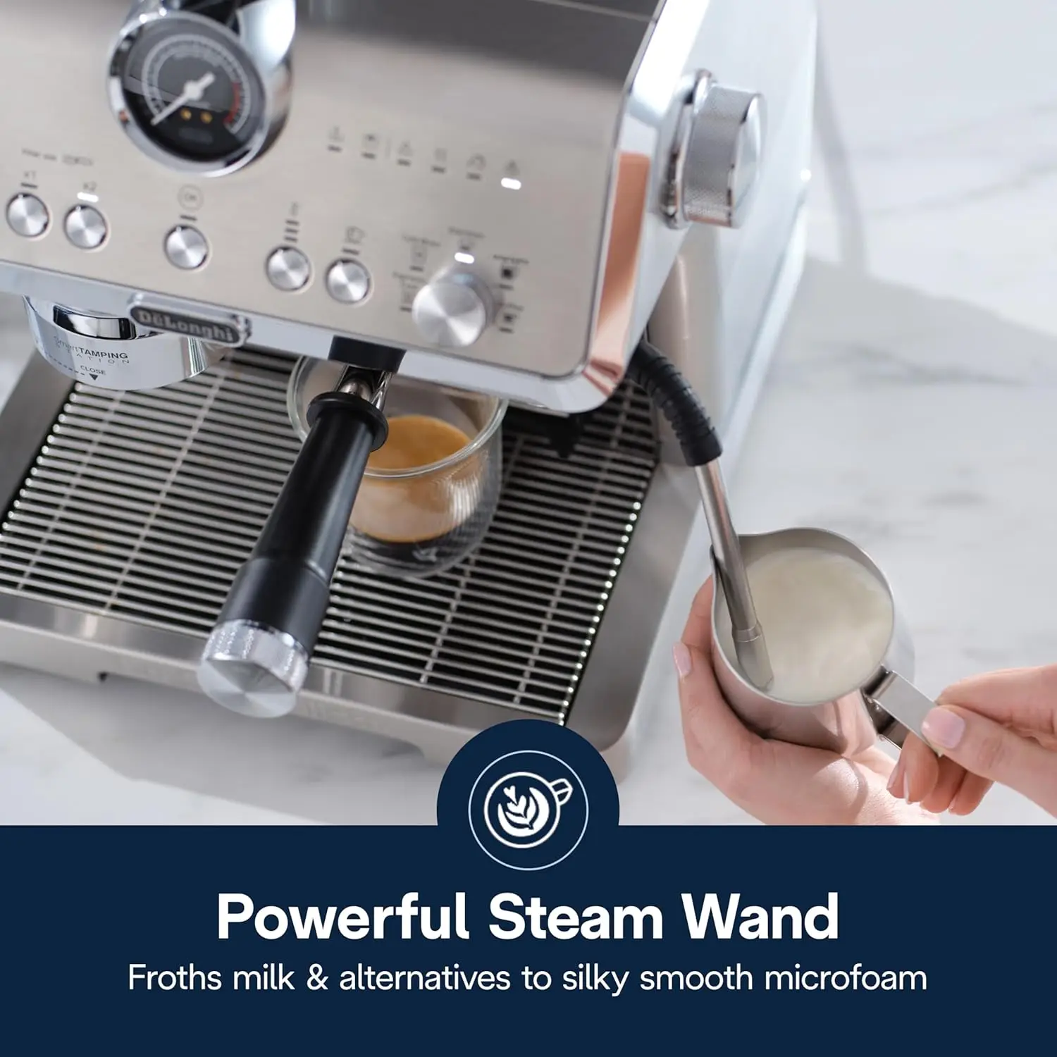 Machine with Cold Brew, Commercial-style Steam Wand for Latte, Cappuccino, Built-in Grinder, EC9555M 4