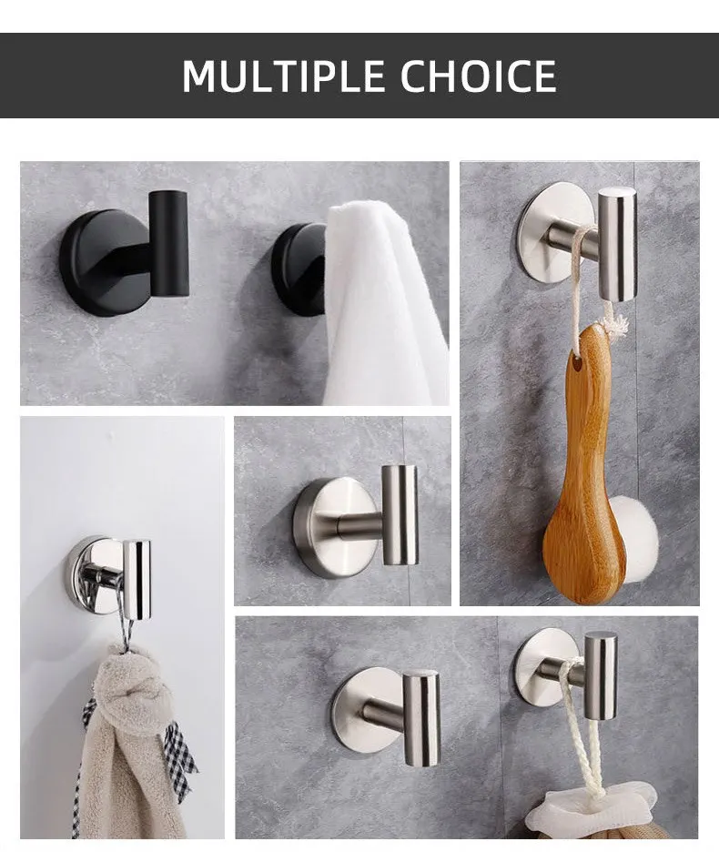 Description Picture 6 of itemStainless Steel Robe Hook Adhesive Wall Hook Towel Hook for Bathroom Kitchen Garage Heavy Duty Wall Mounted Kitchen Hardware