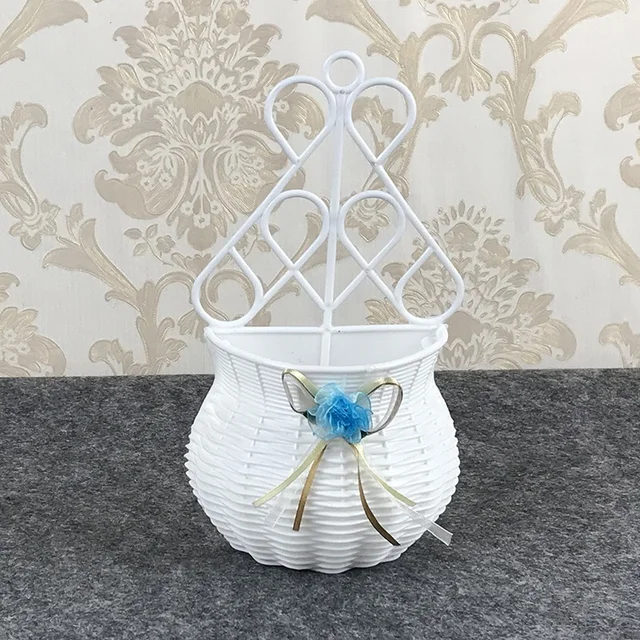 Függő Virágkosár Kerti Party Buli Kézzel Készített Barkács Váza Sundries Szervező Fal Mesterséges Rattan Otthoni Dekorációs Edények - Image 3