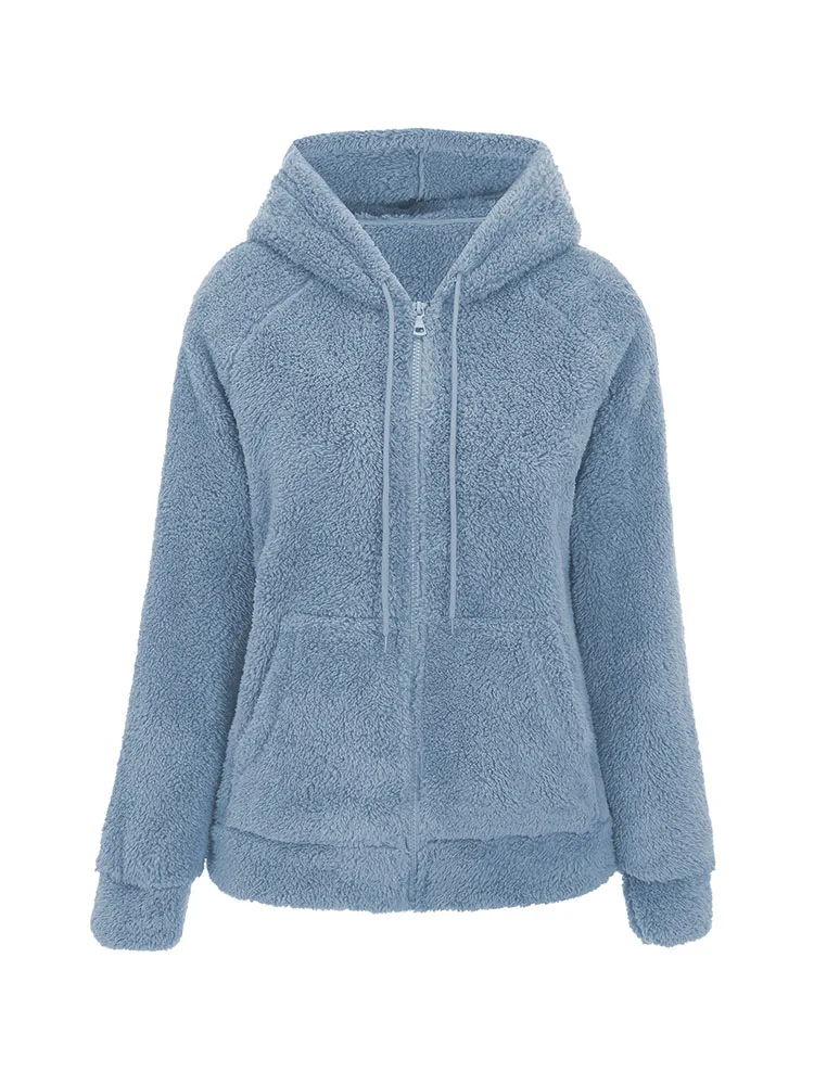 Giolshon Women Fleece Sherpa Jacket Fluffy Short Fuzzy Fleece Zip