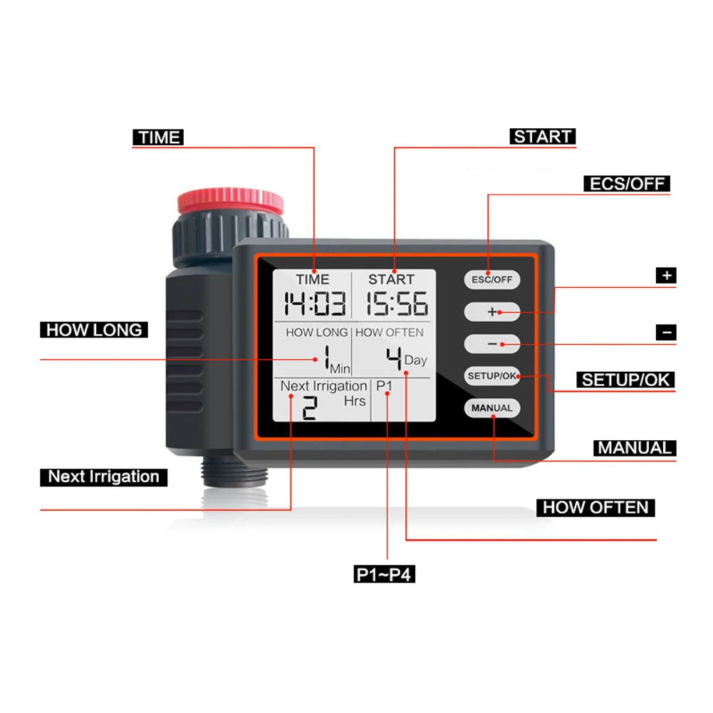 Intelligent Automatic Irrigator Controller Balcony Family Water Timer Automatic Drip Irrigation System Controller LCD Display