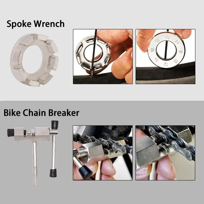 Bike Repair Tool Kit 6 Pcs Professional for Mountain Bike with 3-in-1 Cassette Remover Wrench Chain Breaker