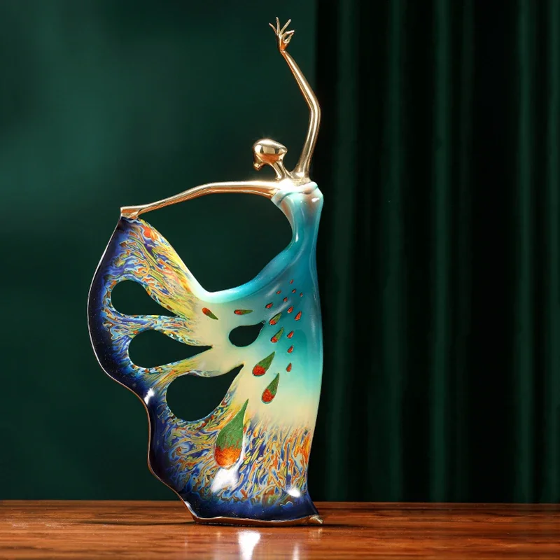 

Room Decor Brass Dancer Statue Ornaments Luxury Artwork Figurine Sculpture Simple Modern Living Room Decoration Creative Gifts