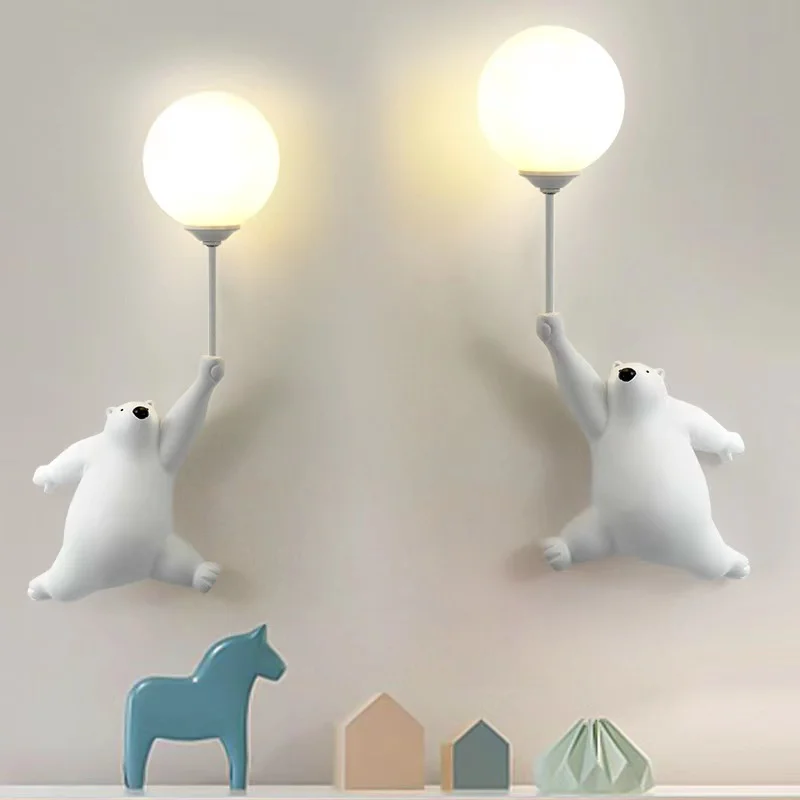 

Creative White Bear Wall Lamp with 3D Moon for Bedroom Bedside Boys Girls Kids Children's Room Home Decor Lighting G9 Wall Light