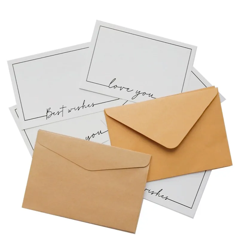 10Set Envelope+card Kraft Paper Gift Window Stationery colorful party message Invitation 11x16cm