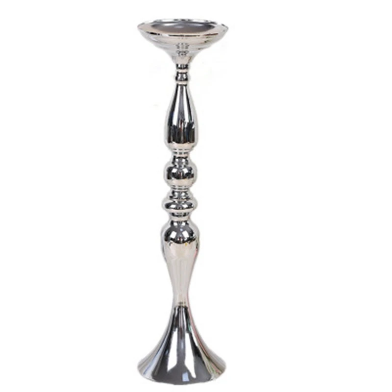 Silver Metal Candle Holders Stand Flowers Vase Candlestick As Road Lead Candelabra Wedding/Table Centerpieces |