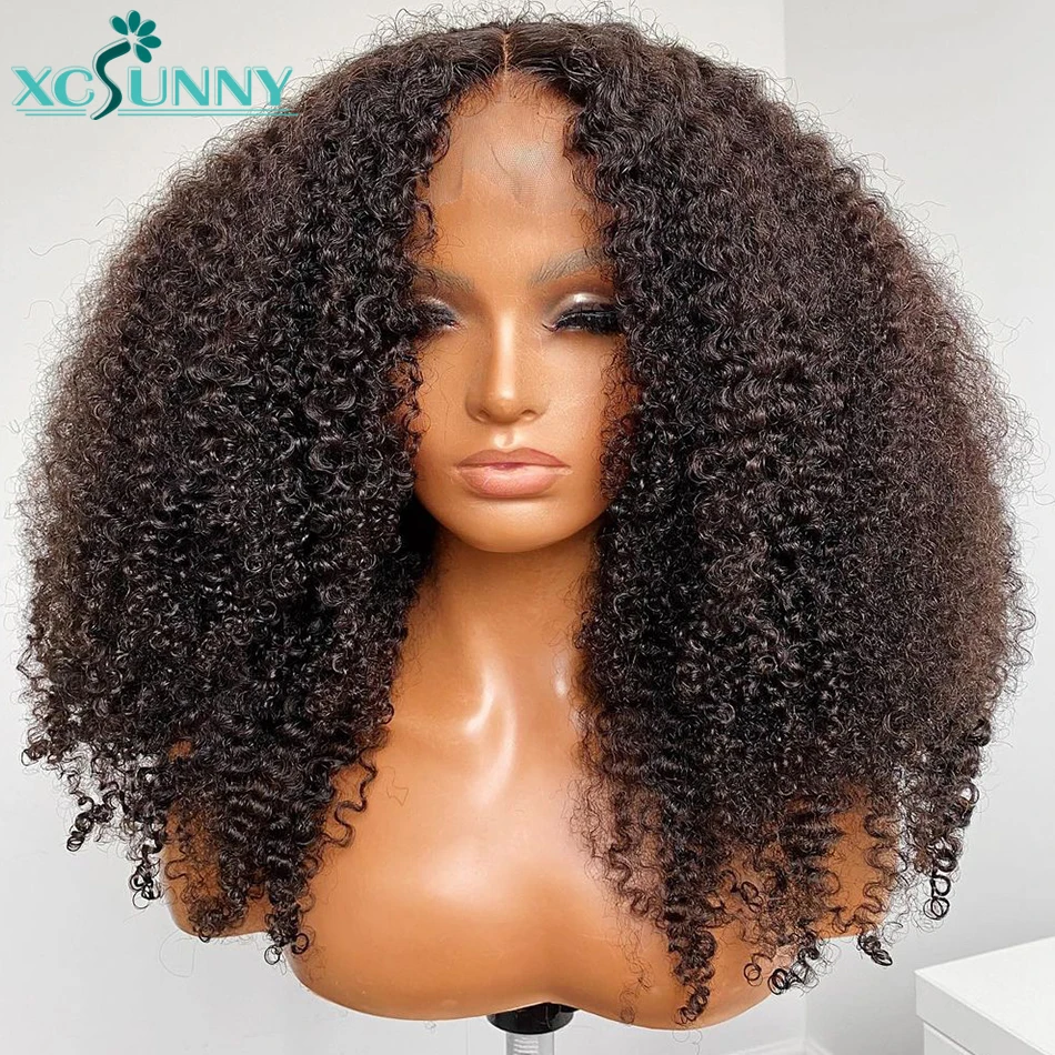 Afro kinky Curly Wig HD Transparent Lace Frontal Wig Deep Part 13x6 Lace Front Wig Human Hair 200 Density Remy Brazilian Xcsunny