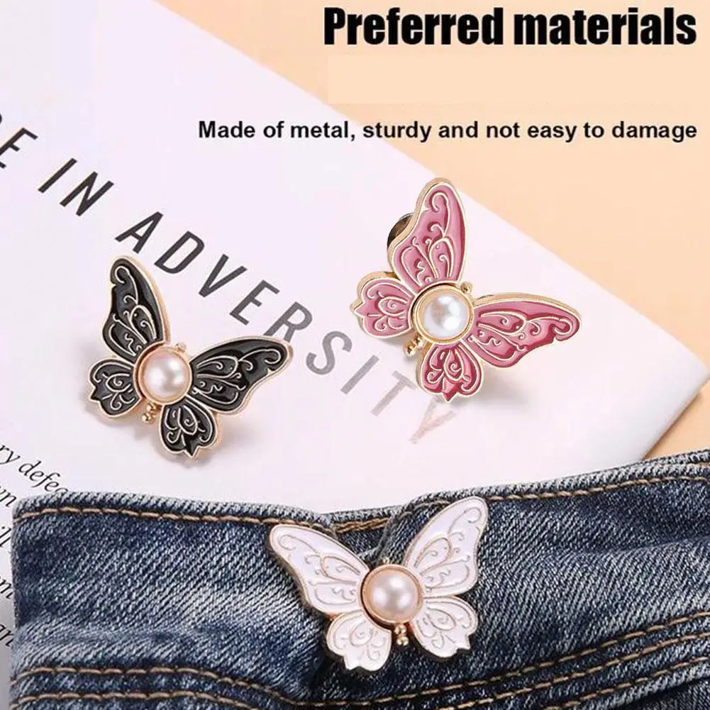 Butterfly Clothing Waist Closing Button Jeans Pin Reusable Removable Tighten Waist Button Adjustable Detachable Waist Clip Women