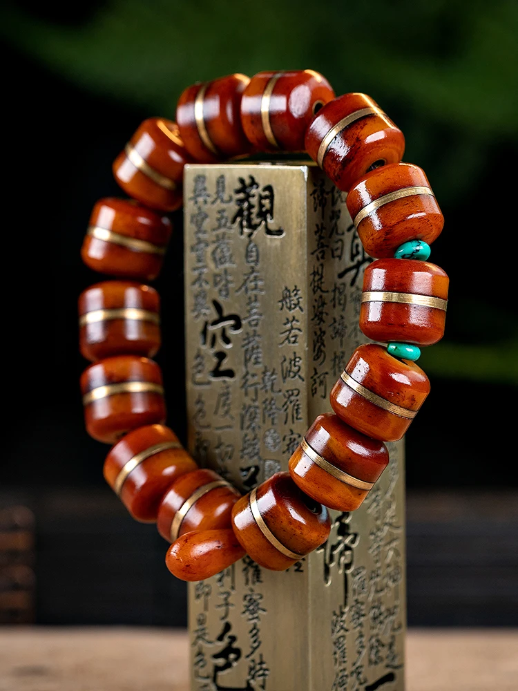

Natural Tibetan Yak Bone Bracelet Old Material Bone Beads Tibetan Ethnic Style women's And men's Bucket Bead Bracelet