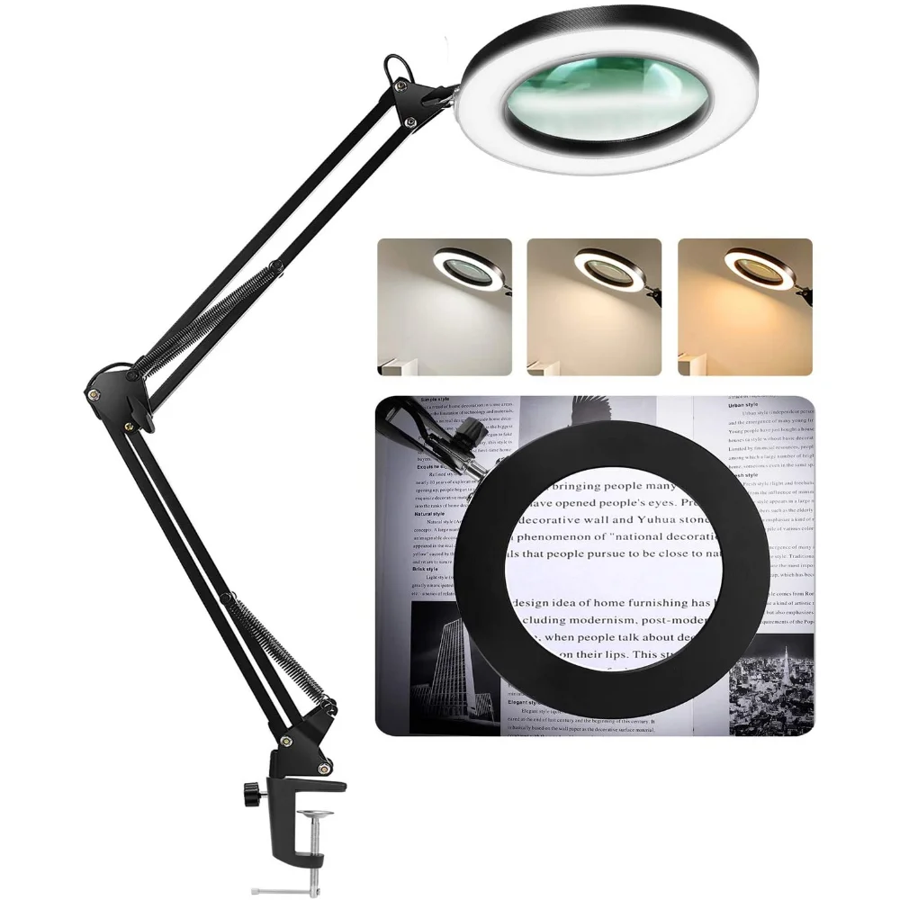 10X Magnifying Glass with 72 LED Light Magnifying Lamp Clip On Illuminated  Magnifier Selfie Ring Light with Phone Holder Metal - AliExpress