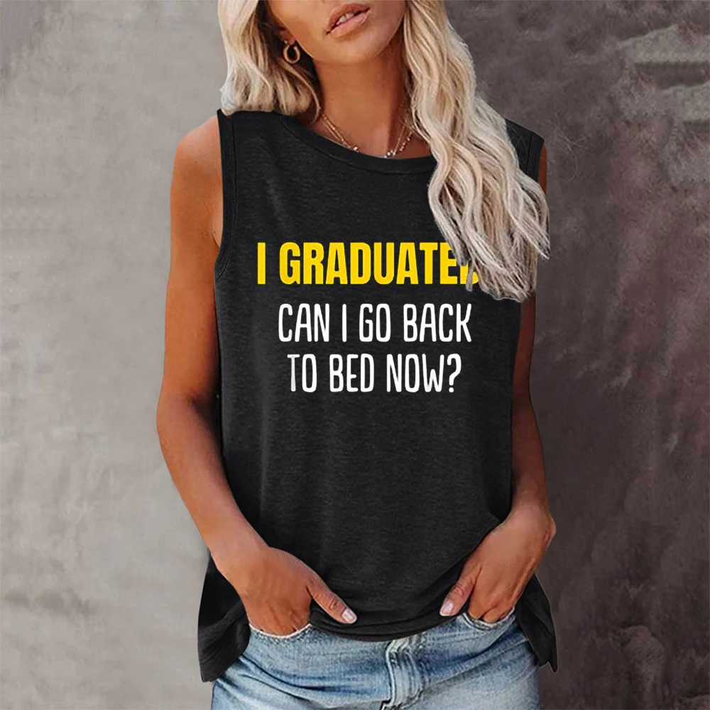 

Seeyoushy I GRADUATED! Теперь я вернусь в постель Женская футболка без рукавов Y2K, летний Повседневный Топ, новинка 2023