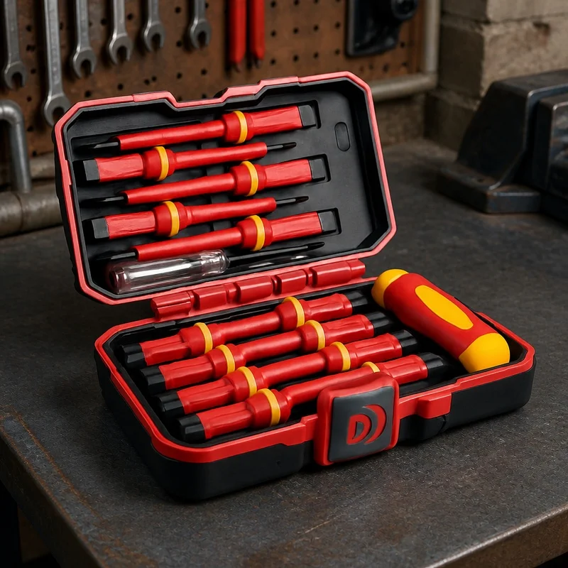 Professional Electrician's Screwdriver Kit with Insulated Handles, Magnetic Tips, and High Safety Rating