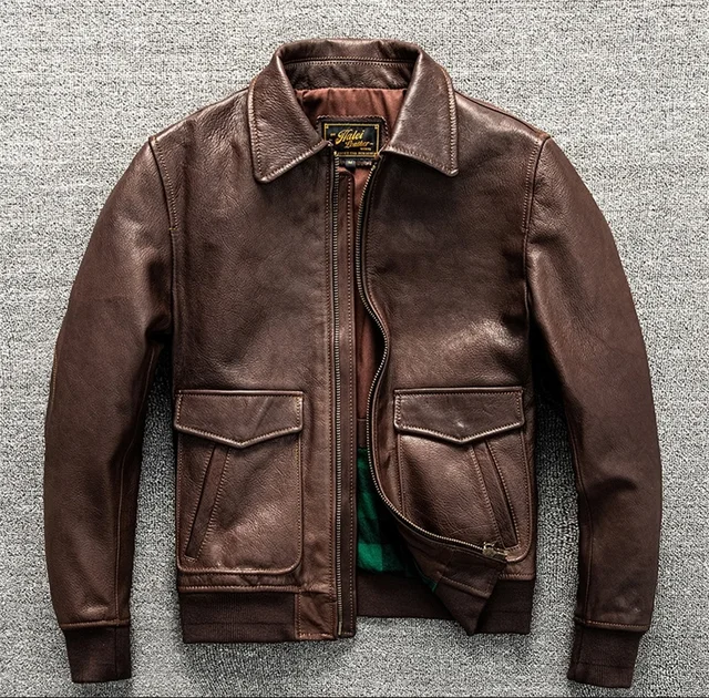 ダークブラウン ミリタリースタイル レザージャケット